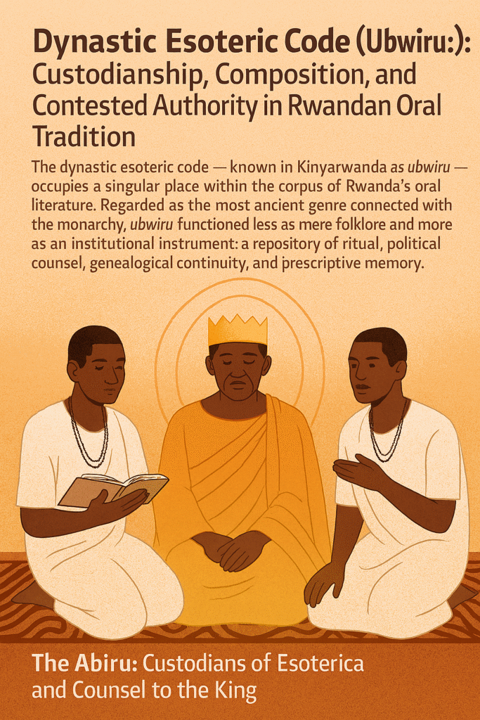 Dynastic Esoteric Code (Ubwiru): Custodianship, Composition, and Contested Authority in Rwandan Oral Tradition