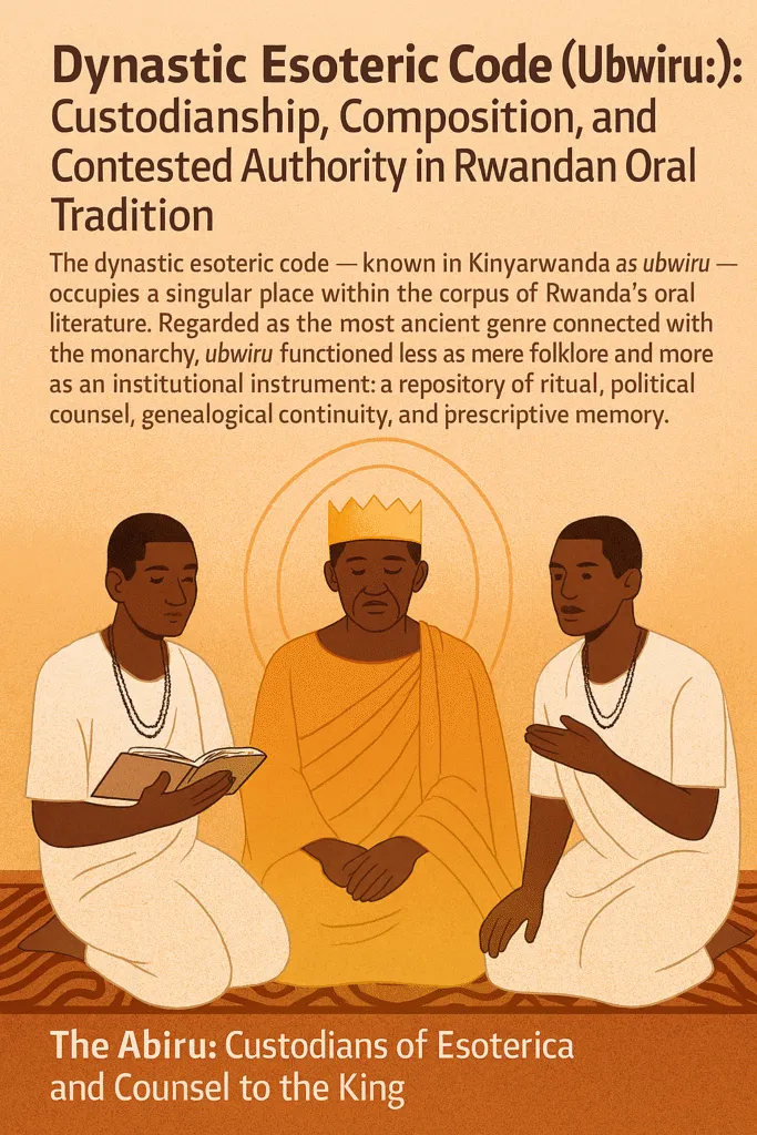 Dynastic Esoteric Code (Ubwiru): Custodianship, Composition, and Contested Authority in Rwandan Oral Tradition